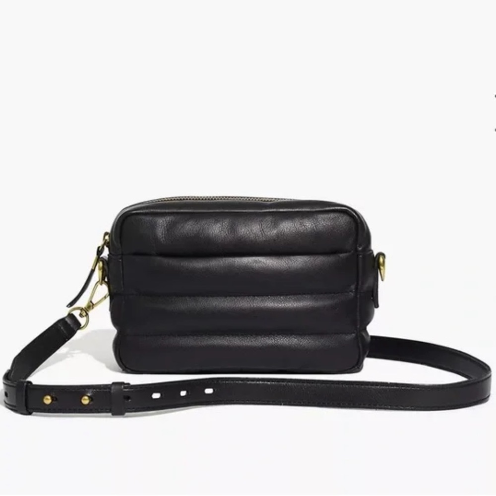 Madewell black leather the transport camera bag Puff edition